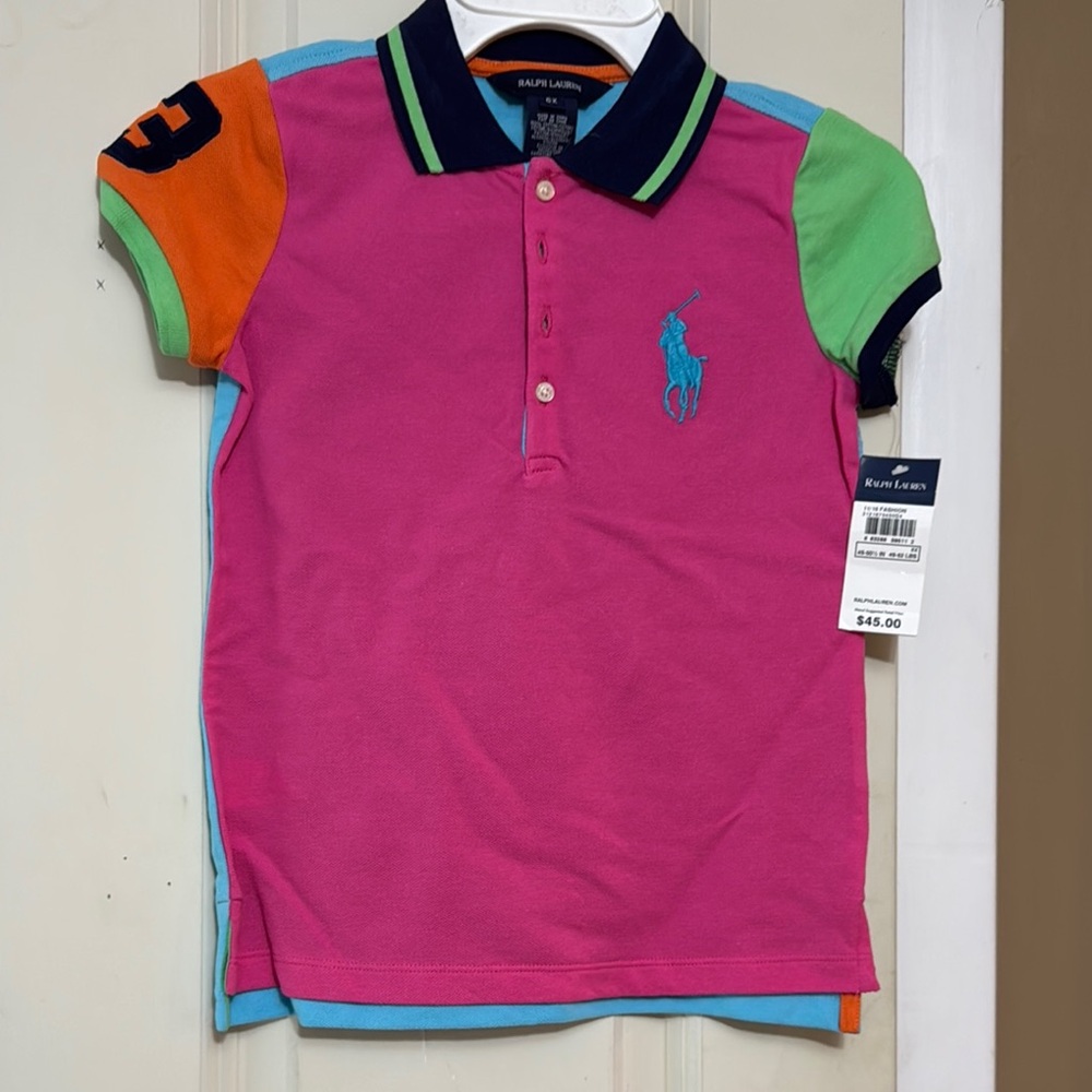 Ralph Lauren Pink and Orange Polo Shirt Classic Style